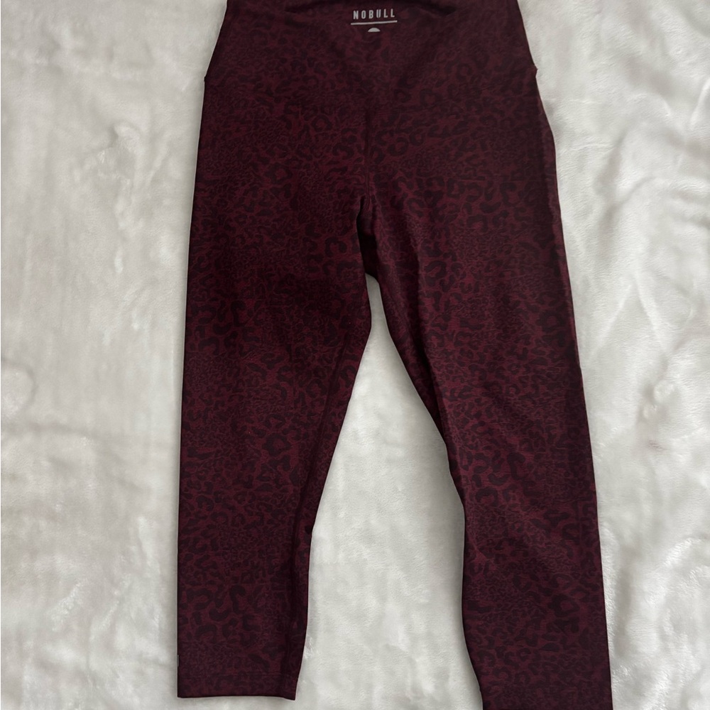 NOBULL Dark Red Patterned Cropped Leggings